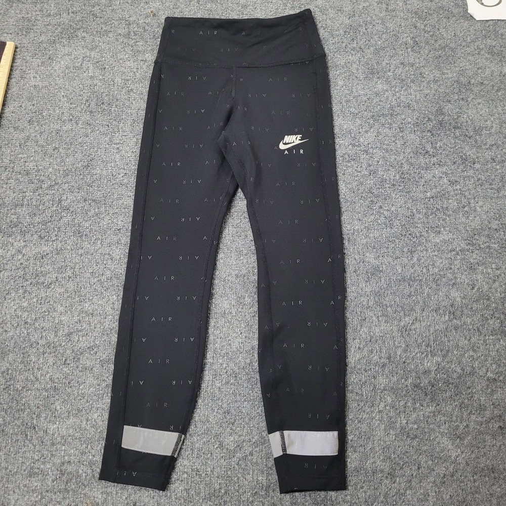 Nike Leggings Womens Size XS Black Air Dri-Fit Logo Print Reflective Athletic